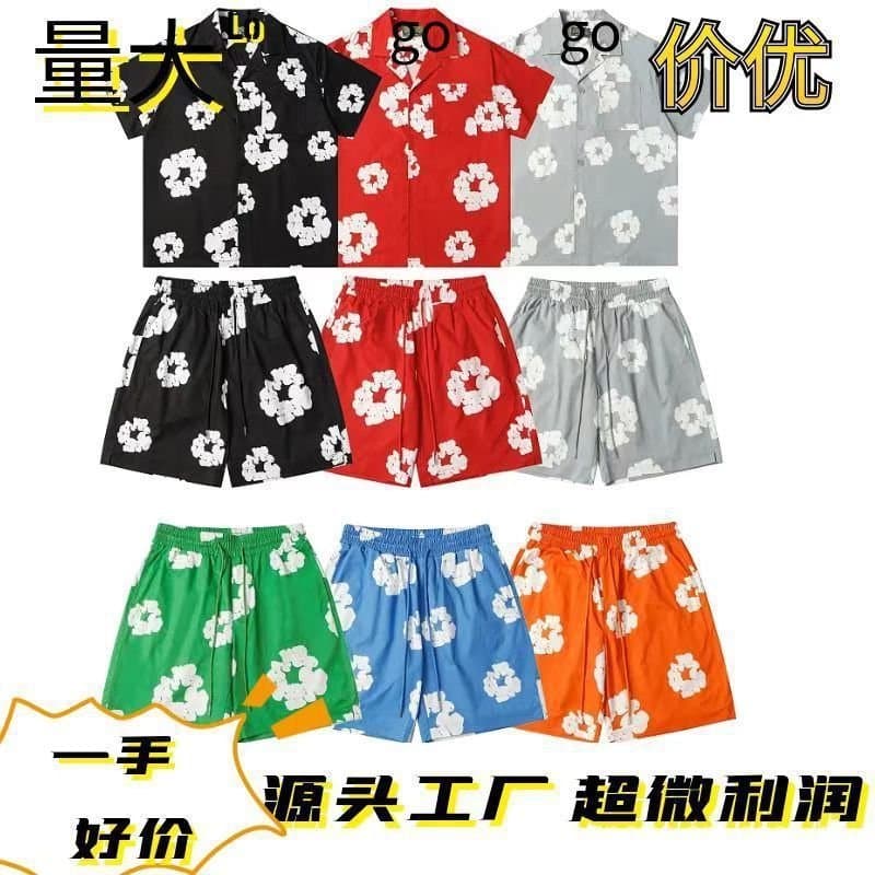 FOG Street Wear Kapok Camisa Conjunto de 2 peças Verão Trendy Casual All-Match Camisa Conjunto de Shorts de manga curta