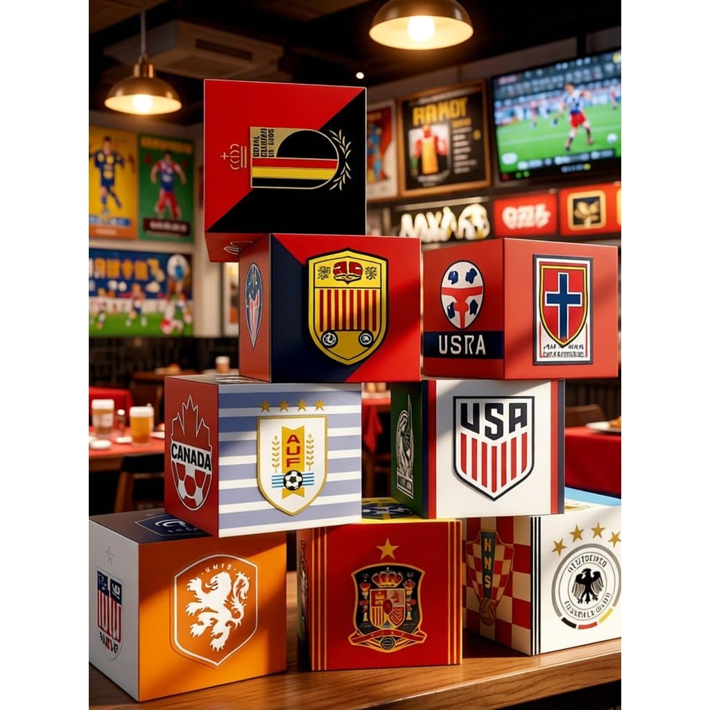2026 Meijiamo Copa do Mundo de Futebol Bar Decorações Enfeites Caixa Tema da Equipe Loteria Bilhete Churrasco Layout da