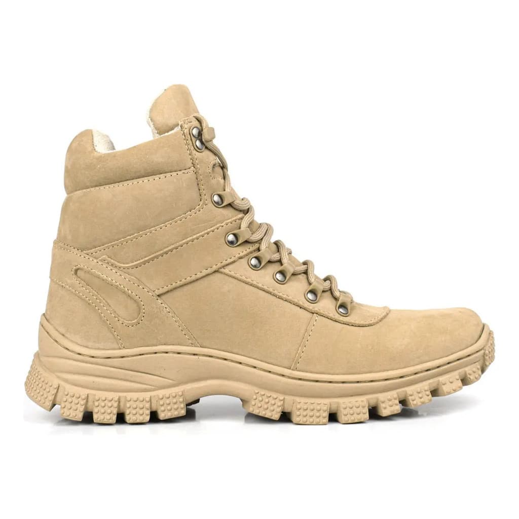 Bota Coturno Militar Cano Médio Confortável Em Couro Legítim