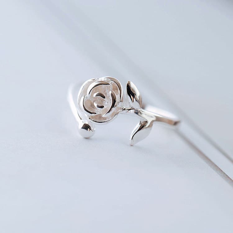 anel de namoro kit anel S925 anel de prata esterlina o pequeno príncipe rosa abertura anel ajustável flor índice dedo an