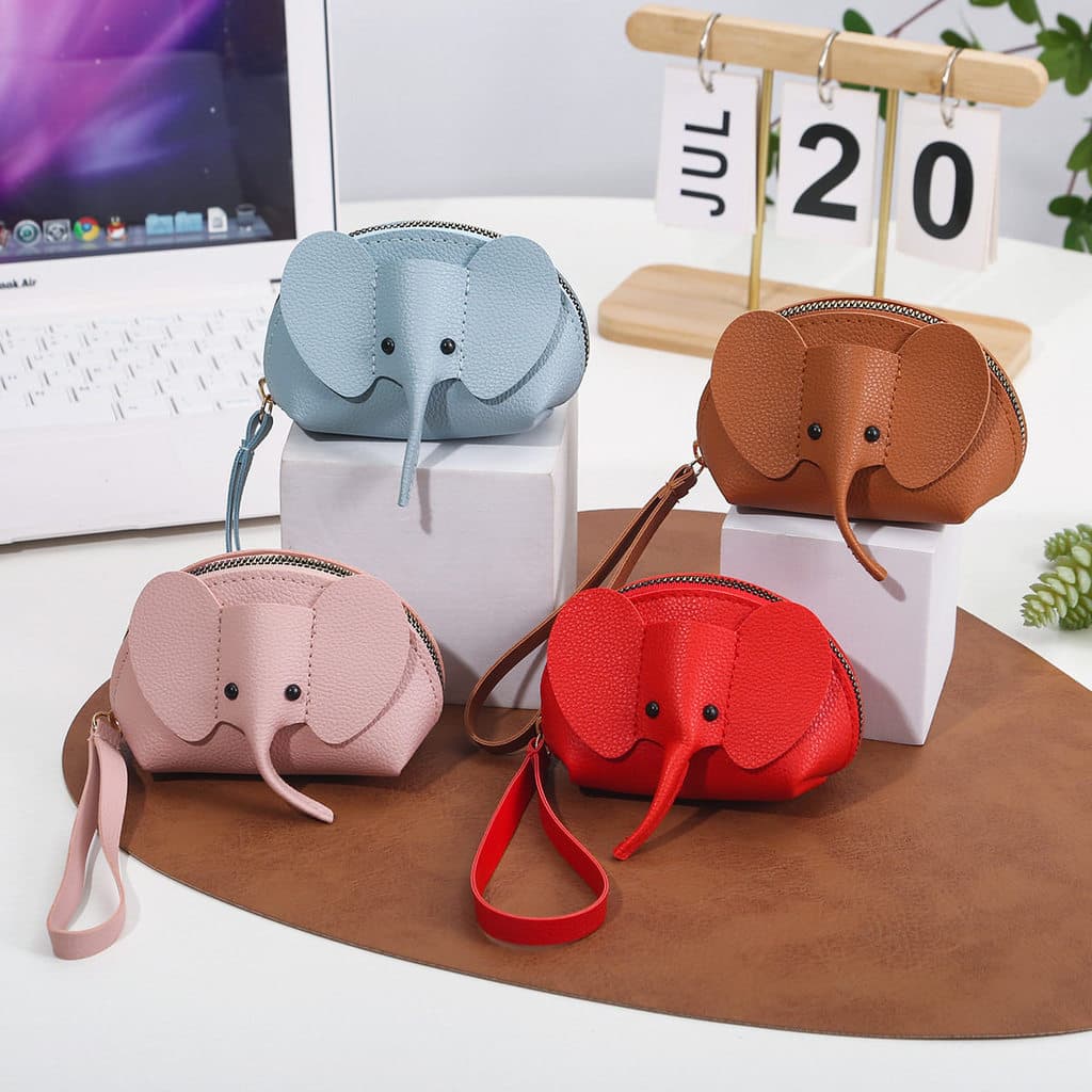 T tailândia bebê elefante saco venda quente pu moeda bolsa japonês pingente chaveiro criativo titular do cartão batom sa