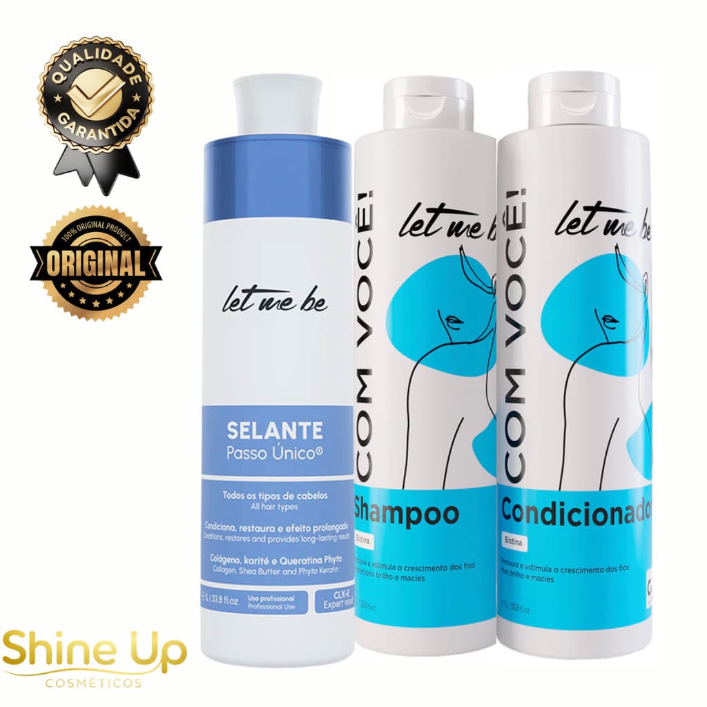 Kit Selante Semi-Definitiva + Linha Com Voce Biotina Brilho Intenso Efeito Salão 1L | 1L
