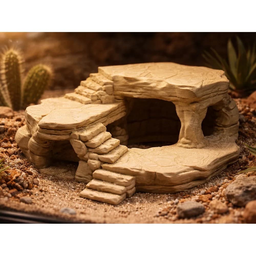 Toca Decorativa Desert Stone para Aquário e Terrário Réptil Iguana Tartaruga Gecko Peixes