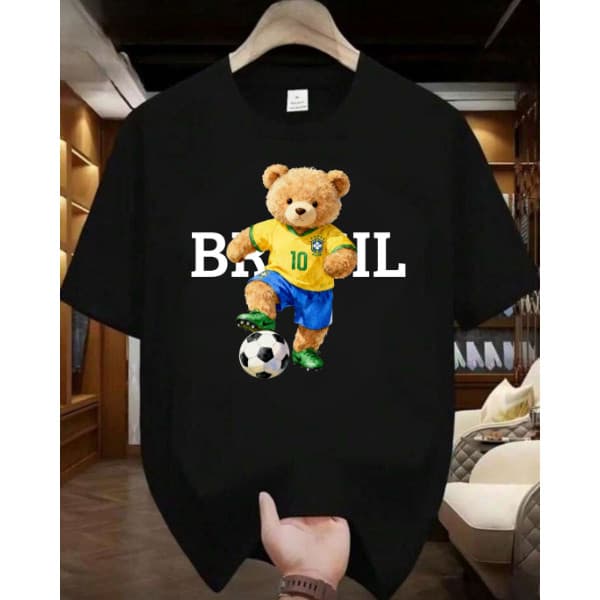 Camiseta Urso Feminina E Masculina Brasil Urso Futebol Brasil Estiloso Tendência Envio Rápido