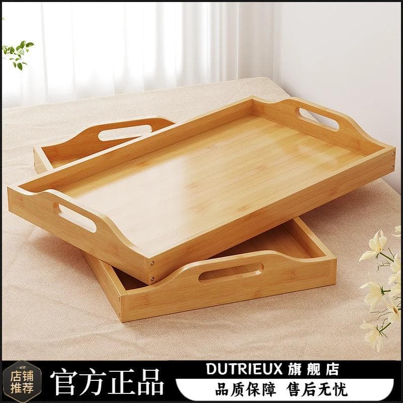 Bandeja de bambu doméstica, bandeja retangular de madeira de bambu para chá, copo de água, bandeja de armazenamento japo