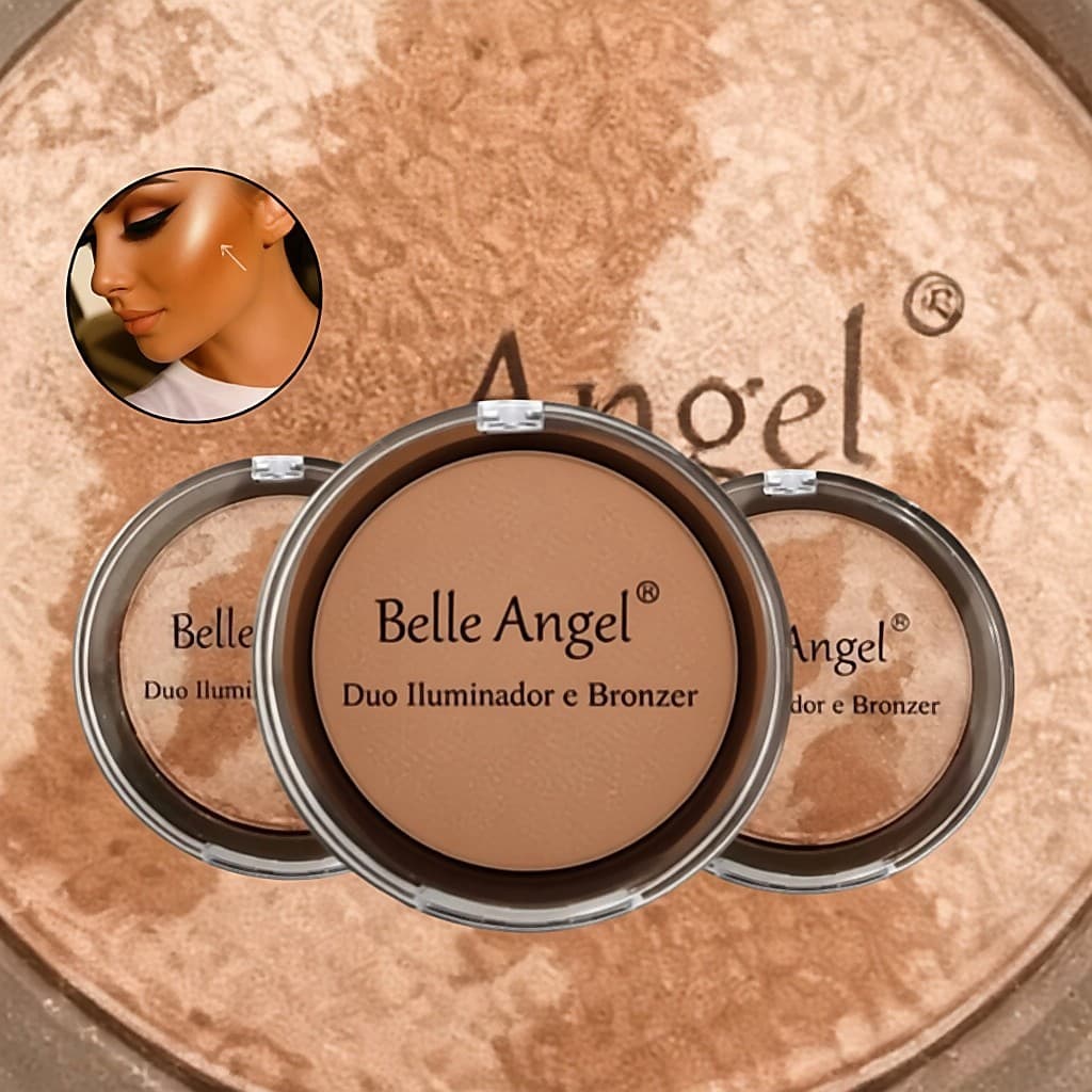 Duo Iluminador E Bronzer Belle Angel B025 Maquiagem Facial