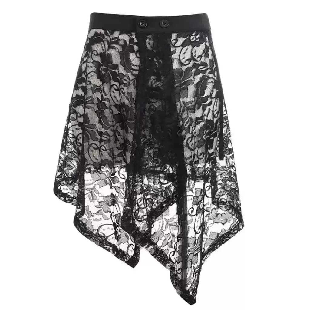 Versão coreana preto branco renda bainha Irregular dança quadrada quatro estações All-Match peido cortina saia moda capa