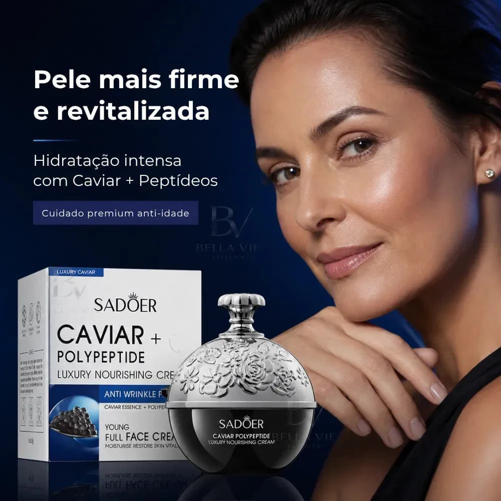 Creme Facial  Antiidade Com Peptídeo Ácido Hialurônico  Rejuvenescedor de Caviar