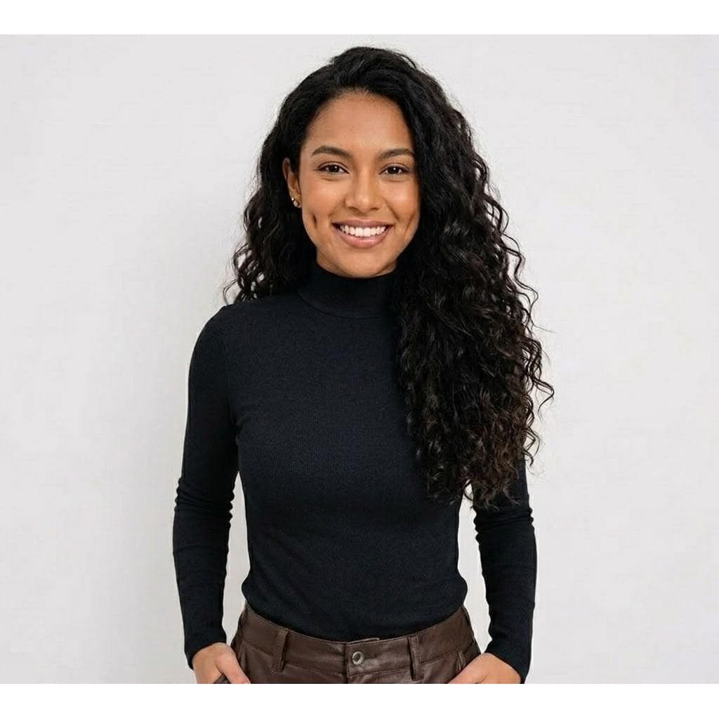 Blusa Canelada Manga Longa Gola Alta Feminina Inverno