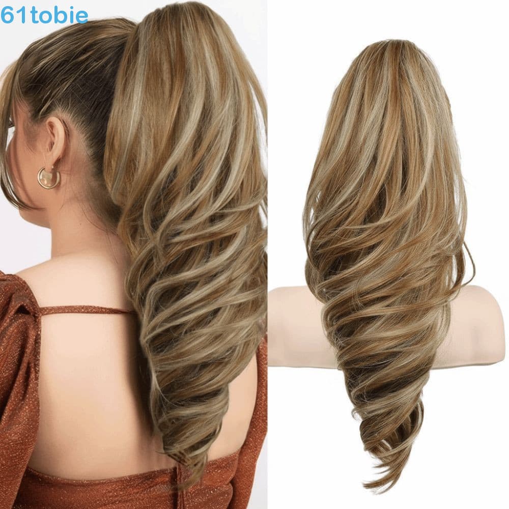 TOBIE Rabo De Cavalo Longo Interno , Extensões De Cabelo Sintético Onda Grande Peruca De Multicamadas , Clipe De Garra