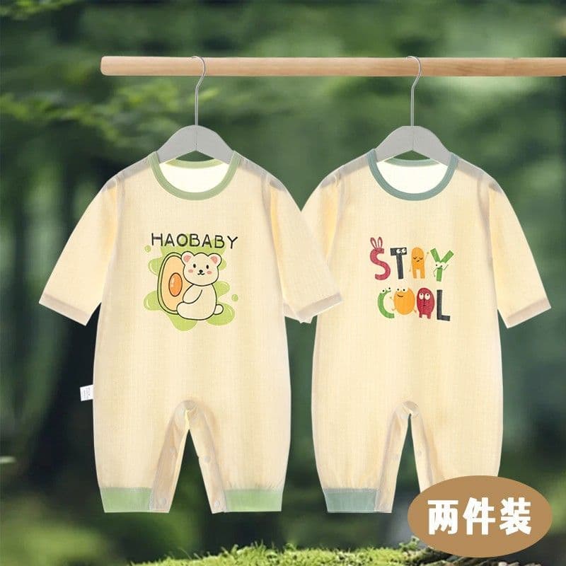 Modal macacão de bebê estilo fino macacão verão roupas recém-nascidos macacão manga longa roupas ar condicionado pijamas