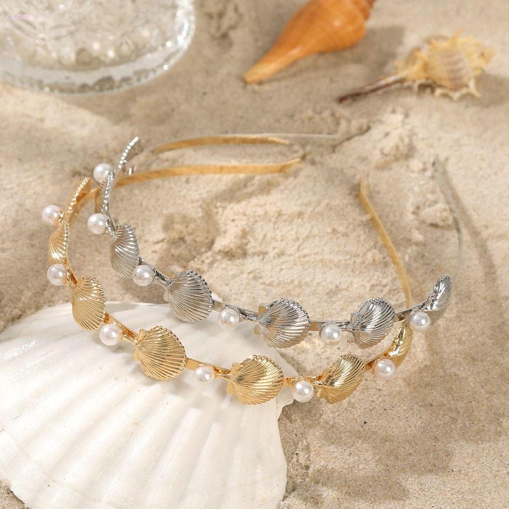ADAMES Starfish Shell Headband , Cor Dourada Elegante Faixa De Cabelo De Metal , Charme Flexível Chique Coroa Tiaras Fem
