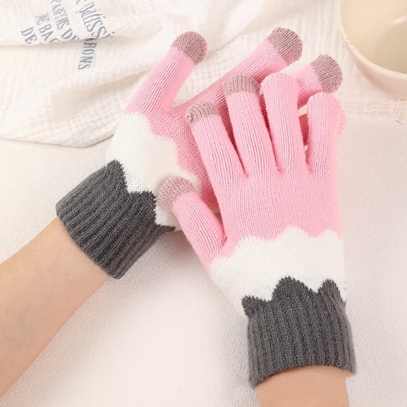 Inverno quente bonito inverno creme padrão de malha senhoras forro de lã ciclismo à prova de vento padrão de água de mal