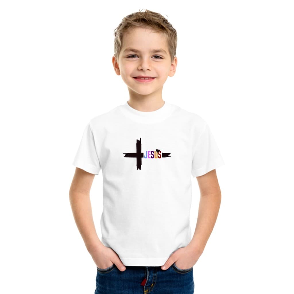 Camiseta Religiosa Modelo Infantil Jesus Moda Cristã 2 ao 16