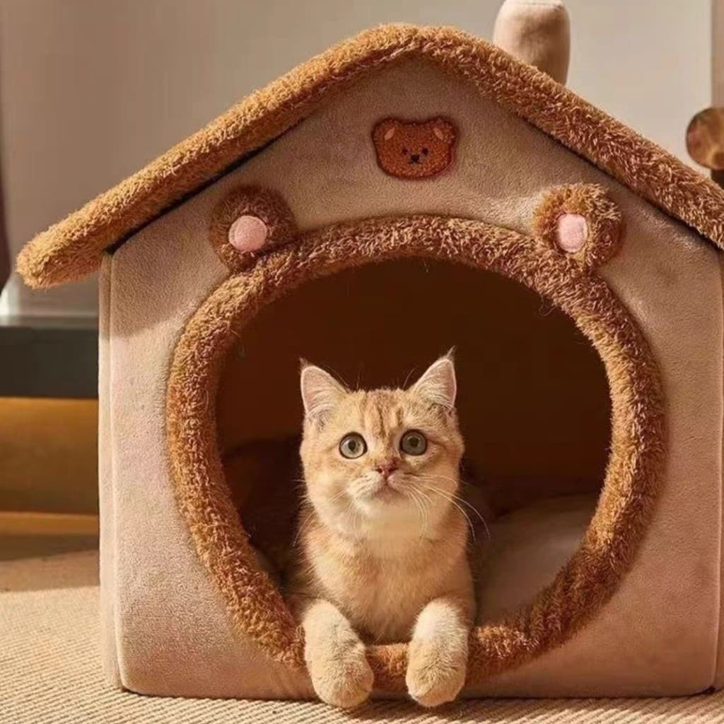 Cama para gatos para todas as estações, cama fechada estilo villa, cama para cães removível e lavável, artigos quentes p
