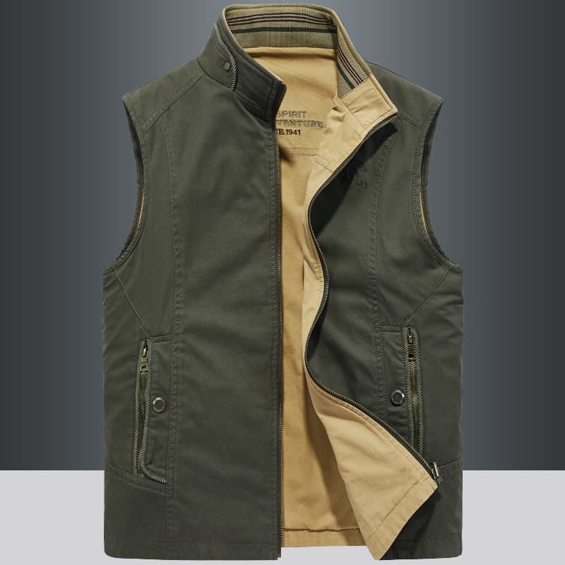 Genuíno de alta qualidade primavera colete masculino dupla face usar puro algodão Workwear solto colete masculino moda g