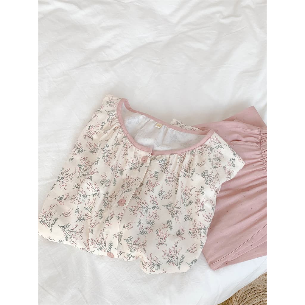 Beleza Qinfen |Puro algodão gaze Pastoral Floral Loungewear dupla camada gaze Retro High-End pijamas feminino primavera