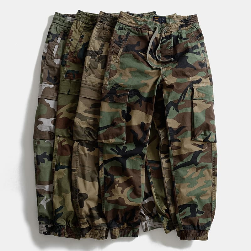 Ami cáqui americano Retro ao ar livre calças camufladas masculinas calças com cordão Multi-bolso macacão Casual calças c