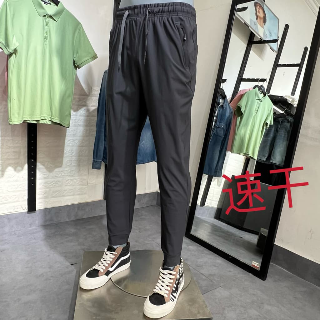 JJ corte etiqueta verão masculino fino quatro lados elástico solto respirável confortável Casual pés pequenos feixe pé d