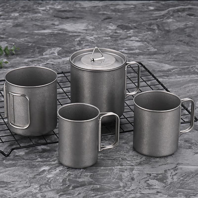 Copo de água dobrável de aço inoxidável 316, portátil, acampamento ao ar livre, piquenique, xícara de café, caneca retrô