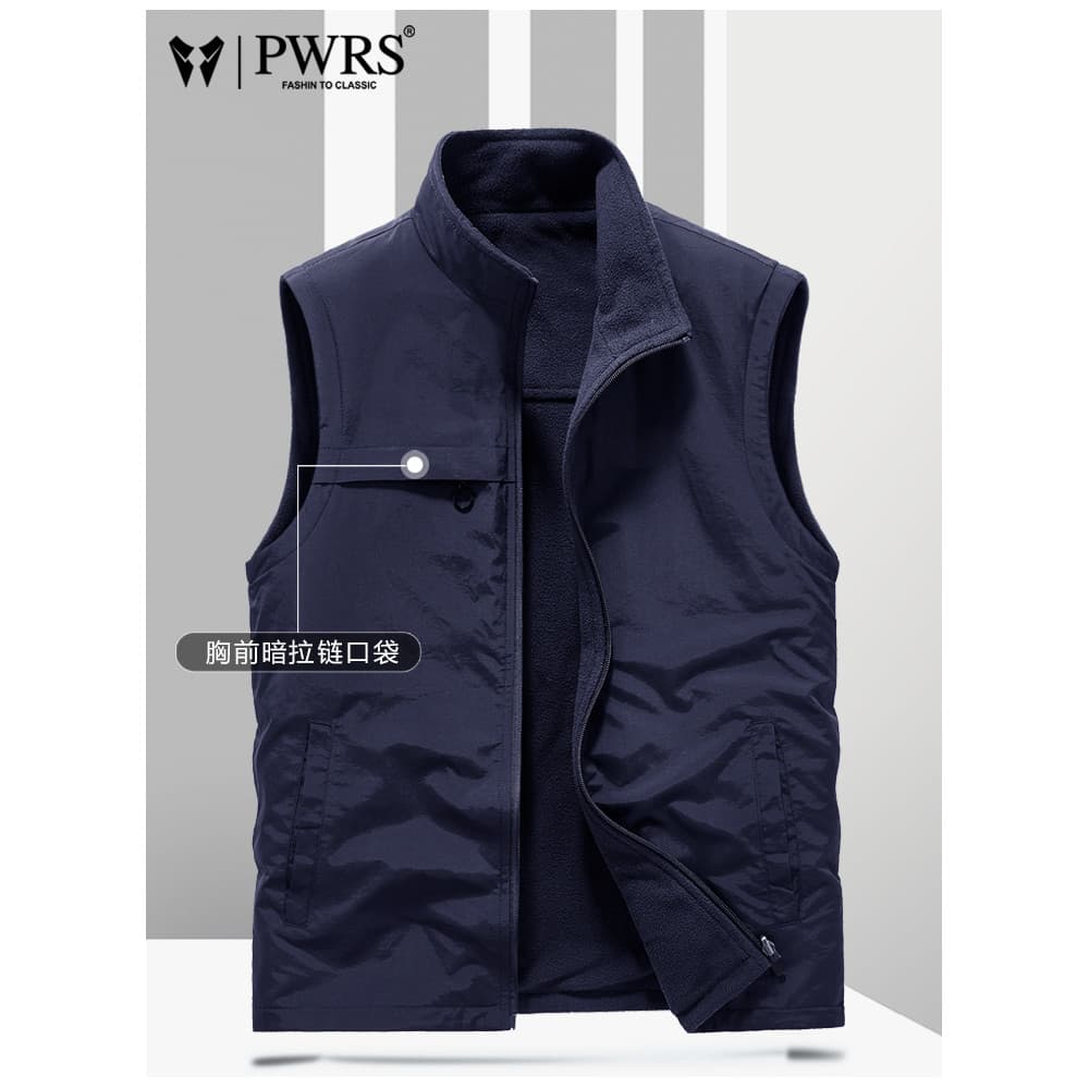 Colete masculino outono inverno estilo Polar velo dupla face usar quente Casual colete de meia-idade idosos Lo