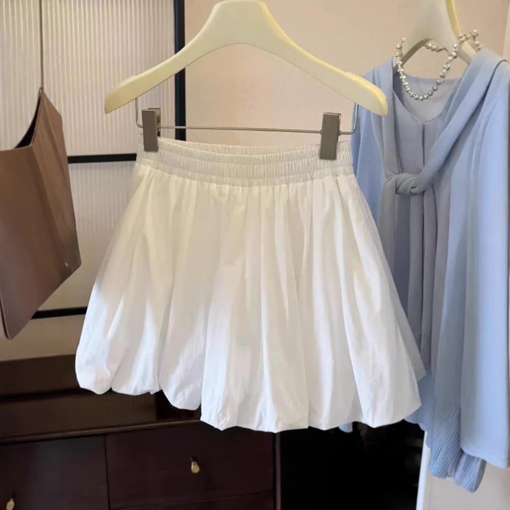 Ballet estilo Preppy saia branca feminina verão 2026 novo estilo de venda quente pequena cintura alta a linha Bud Culott