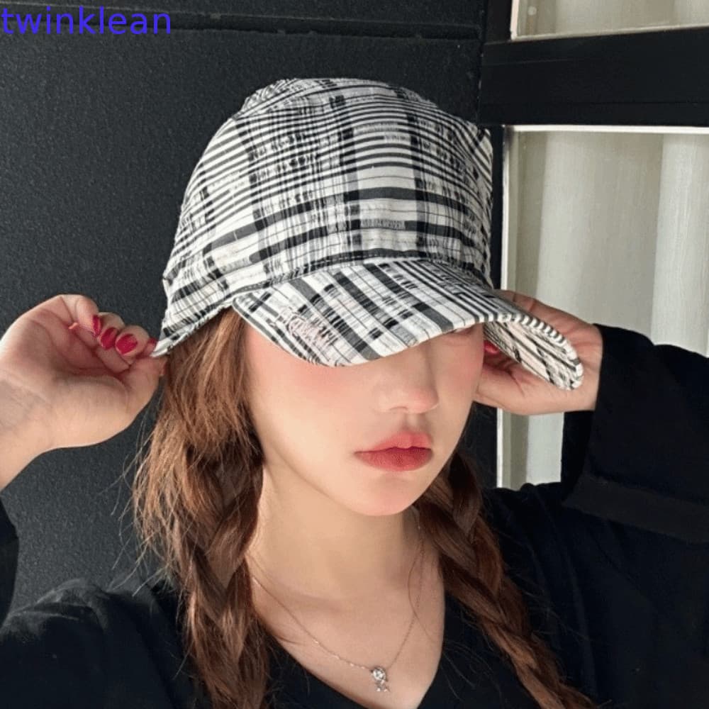 Chapéu De Sol Xadrez Retrô TWINKLEAN , Boné Ajustável Com Alça Personalizada , Turbante