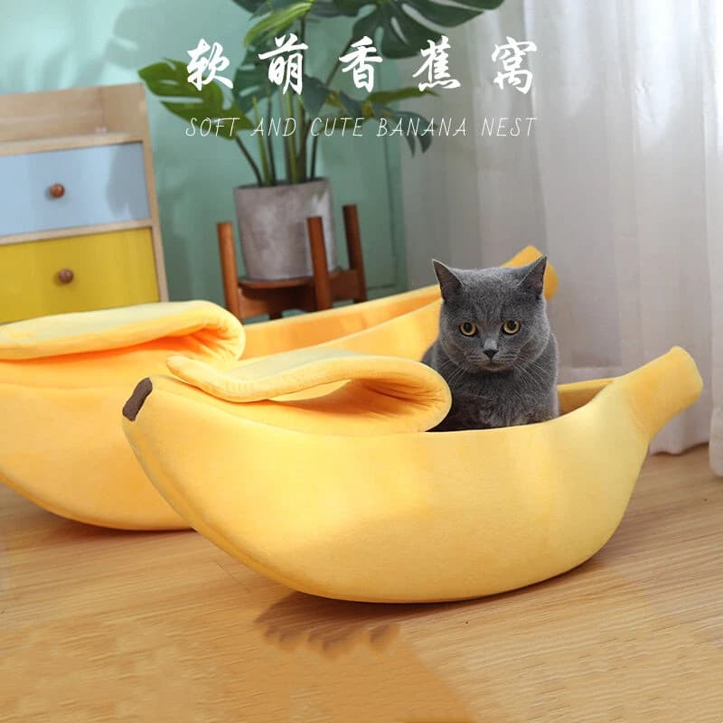 Bonito Banana barco canil quatro estações Universal verão maca de gato inverno quente pequeno cão saco de dormir Pet gat