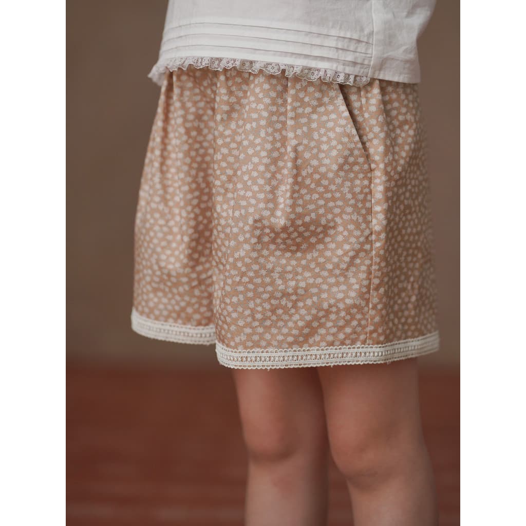Haya roupas infantis verão meninas Shorts Pastoral Floral costura renda calças de cinco pontos calças casuais infantis a