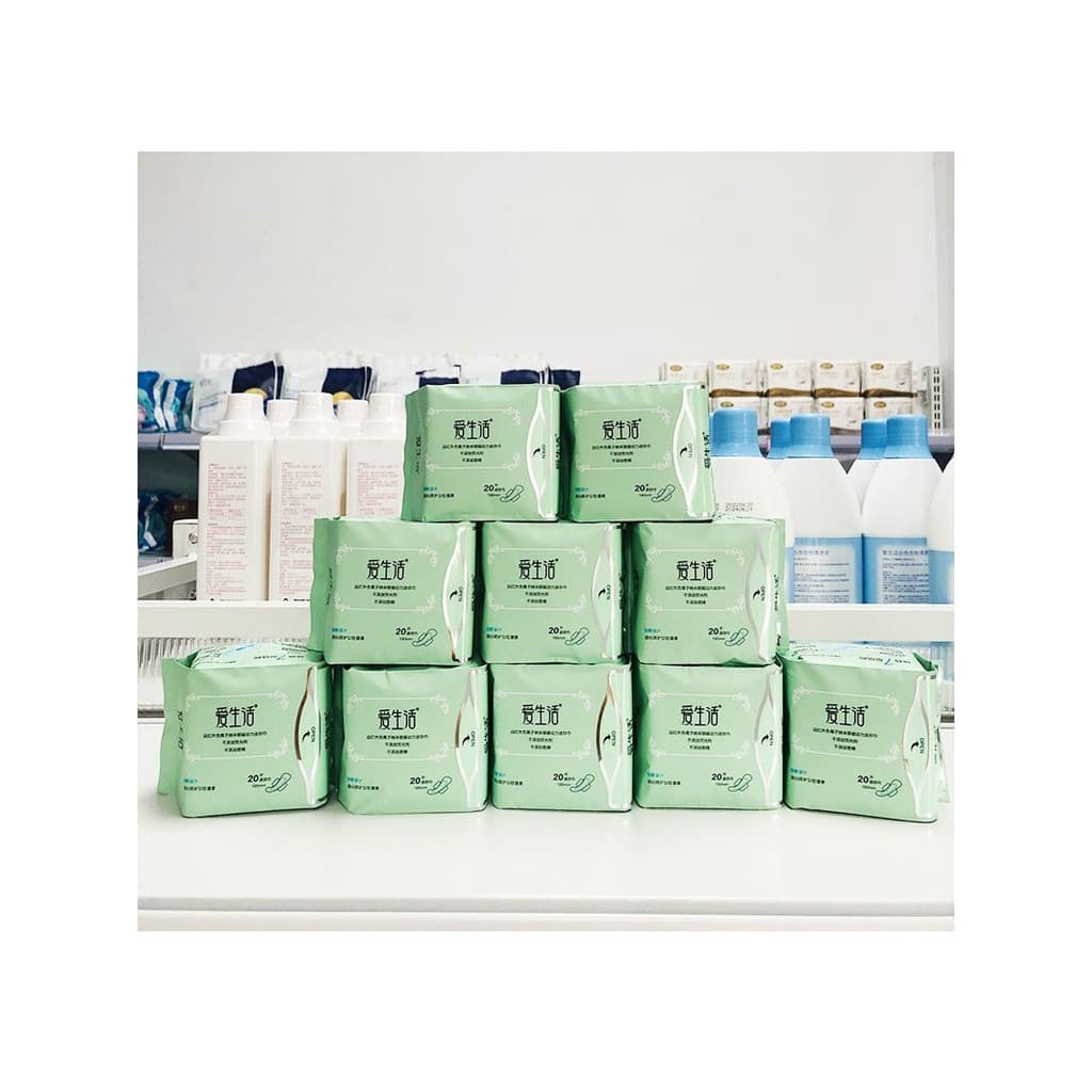Folha verde 20 peças amor vida 190mm Mini guardanapo diário combinação de guardanapo sanitário 10 pacotes pequena quanti