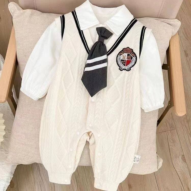 Bebê primavera outono estilo macacão menino bebê Super bonito mês inteiro cem dias macacão estilo Preppy quente passeio