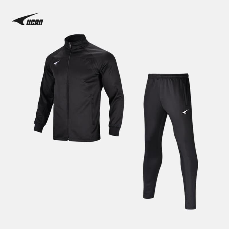 UCAN UCAN Terno esportivo masculino de malha cardigã moletom ao ar livre costura simples jaqueta Casual Slim fit