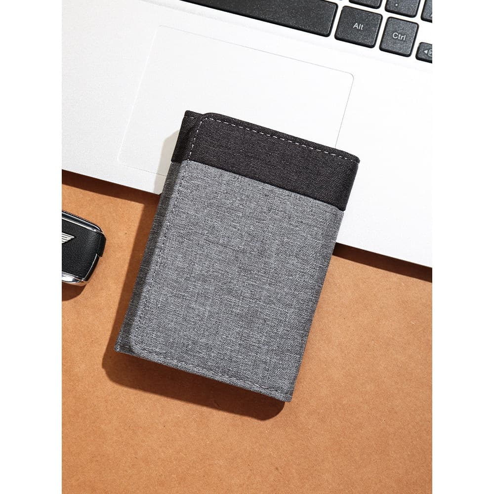carteira masculina com ziper carteira masculina Carteira tripla masculina de lona curta dobrável bolsa de moedas feminin