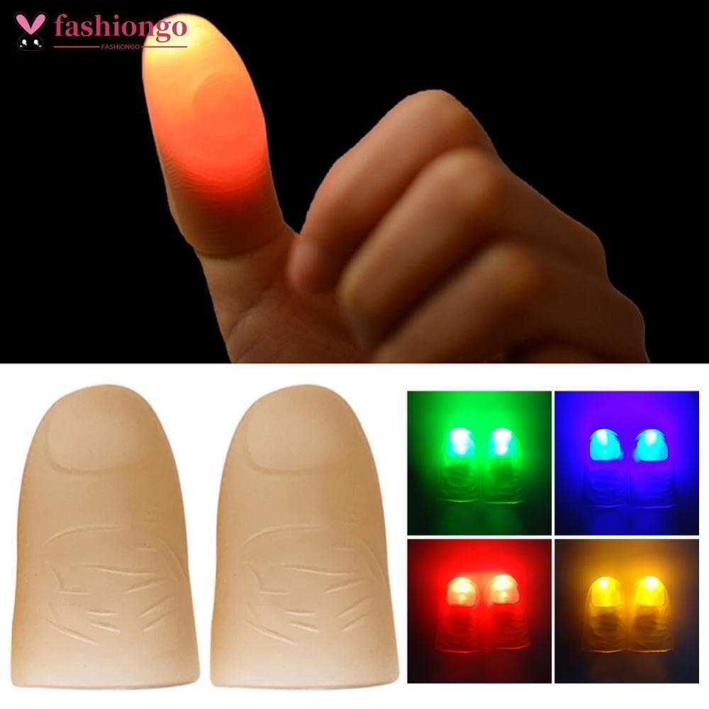 FASHIONGO 2 Peças De Polegares Mágicos Led Piscando Dedos Luz Brincadeira Piada Horror Truques De Mágica Adereços Crianç