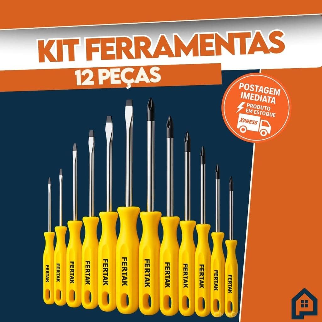 KIT 12 Chaves De Fenda E Philips Conjunto Peças Profissionais Imã Magnética Promoção Mais Vendido