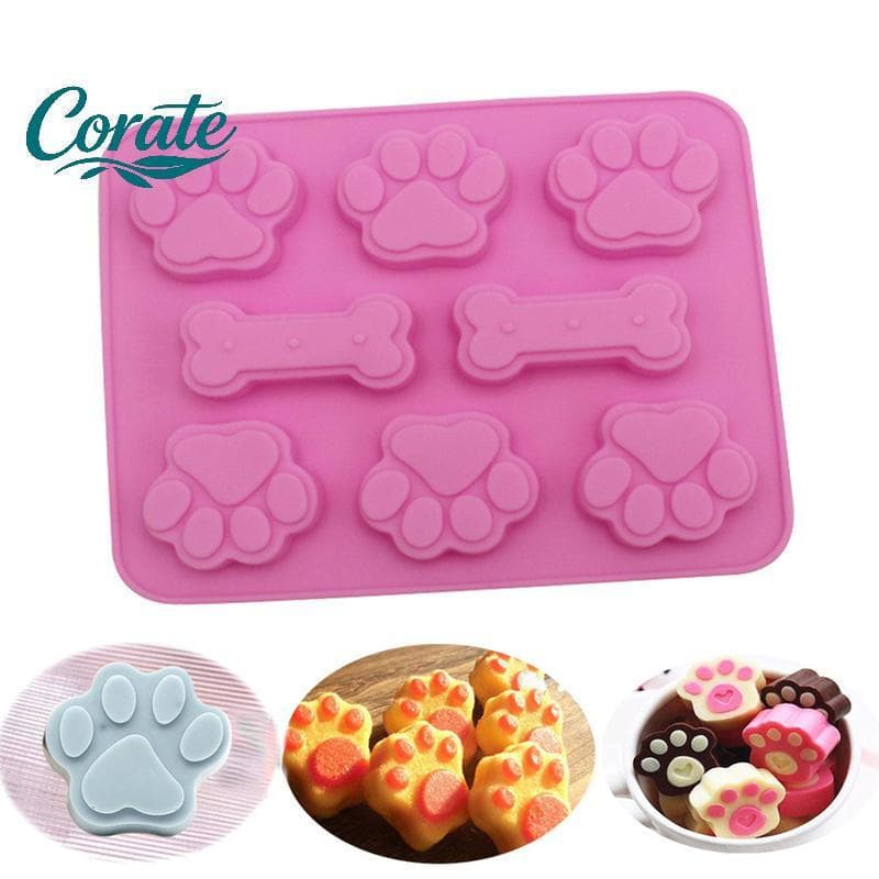 [Corate] Molde De Cozimento De Silicone Osso De Cachorro Pegada Bolo Qualidade Alimentar