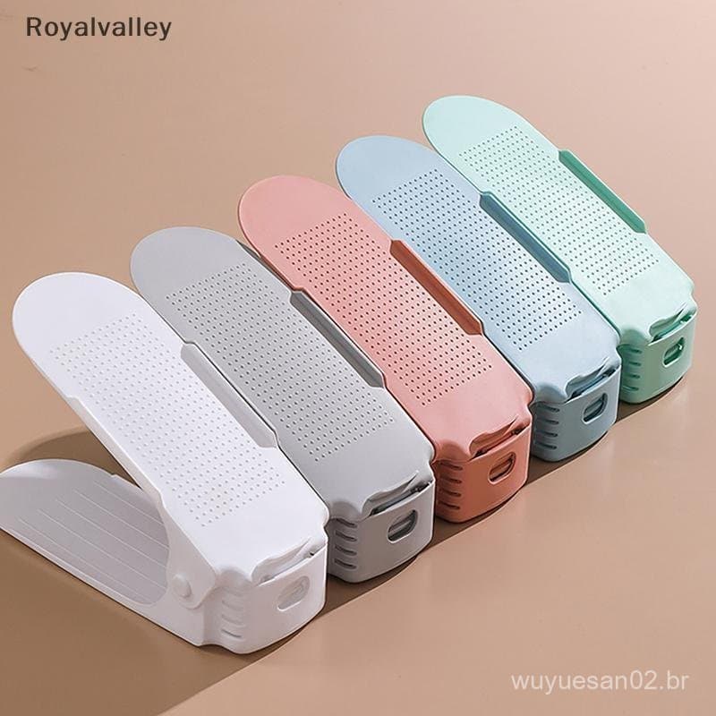 [Royalvalley] Bandeja De Sapato Em Camadas Ra De Camada Dupla De Armazenamento Ajustável Organizador De Sapatos Doméstic