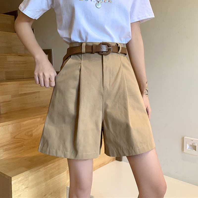 Moda casual Linha A Cintura Alta capris Calças De Cinco Quartos Para Mulheres