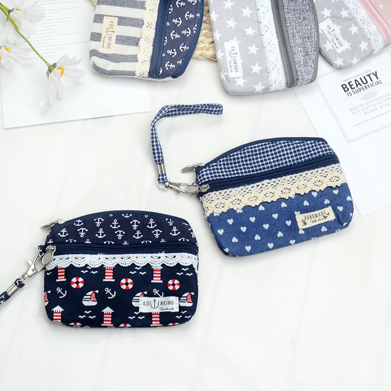 Saco de pano de embreagem bolsa de moedas feminino bonito Mini requintado pequeno pano carteira zíper titular do cartão