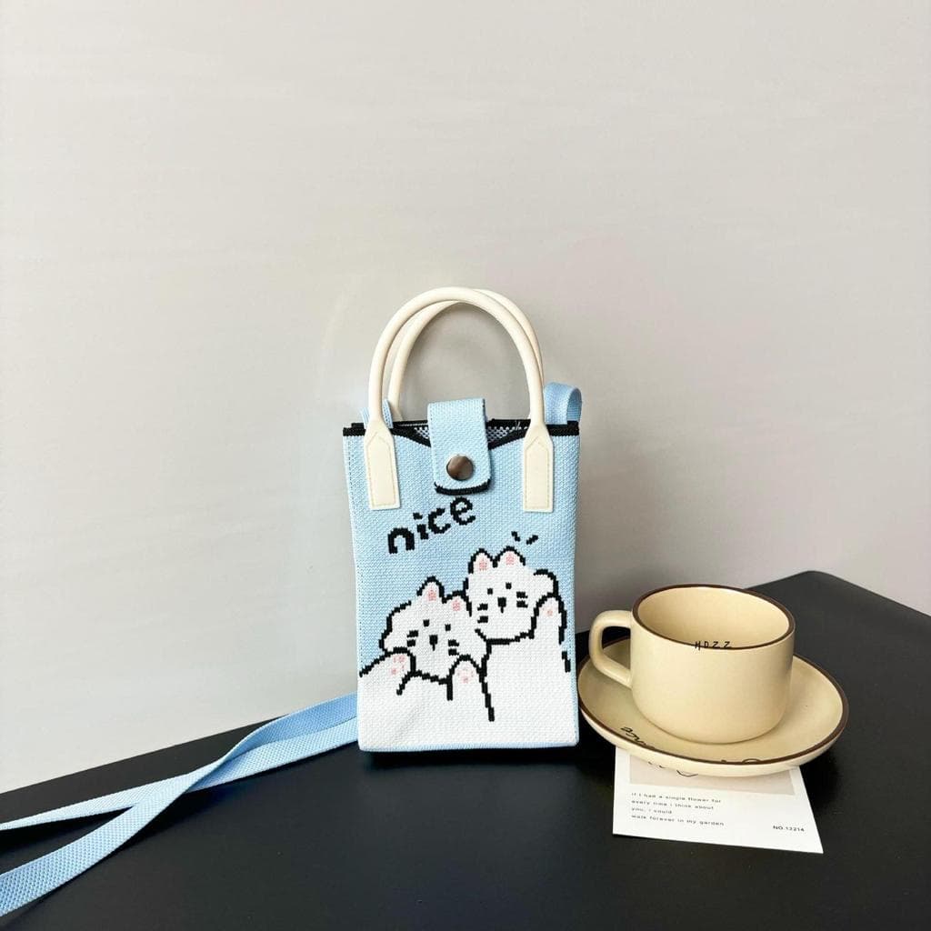 High-End Ins saco do telefone móvel novo saco de malha dos desenhos animados dopamina nicho All-Match cross-corpo bolsa