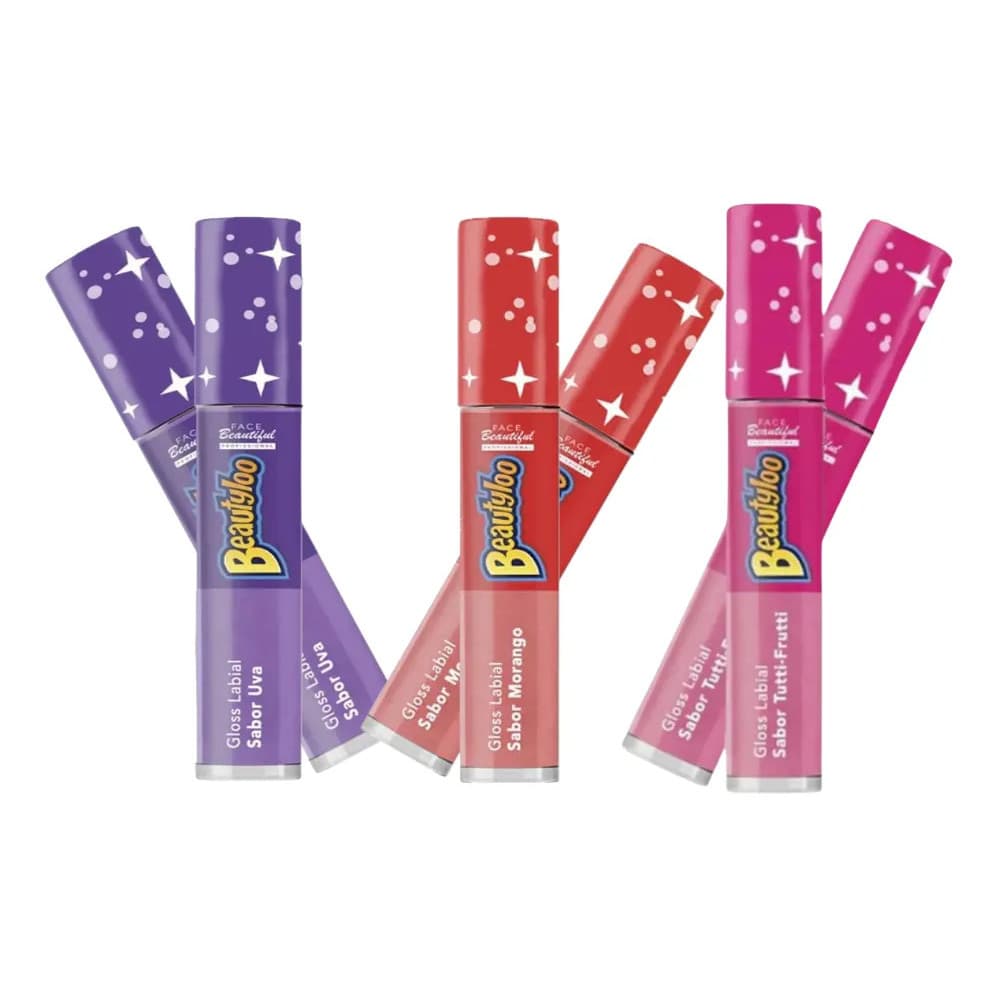 Kit Completo Lip Gloss Labial Beautyloo Face Beautiful Branco