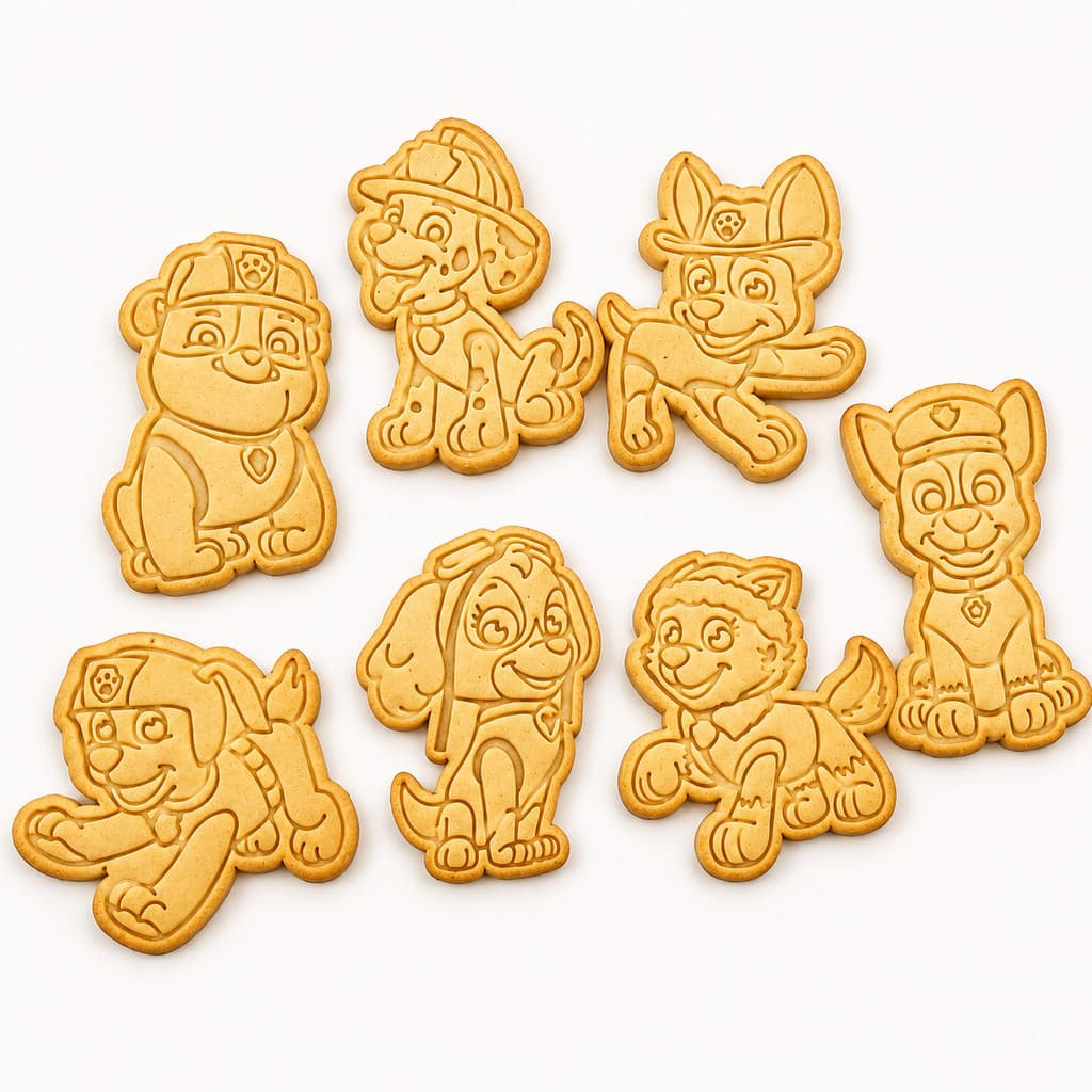 Kit 7 Cortadores De Biscoito Patrulha Canina Infantil Massinha Biscuit Bolacha Pasta Americana Fondant