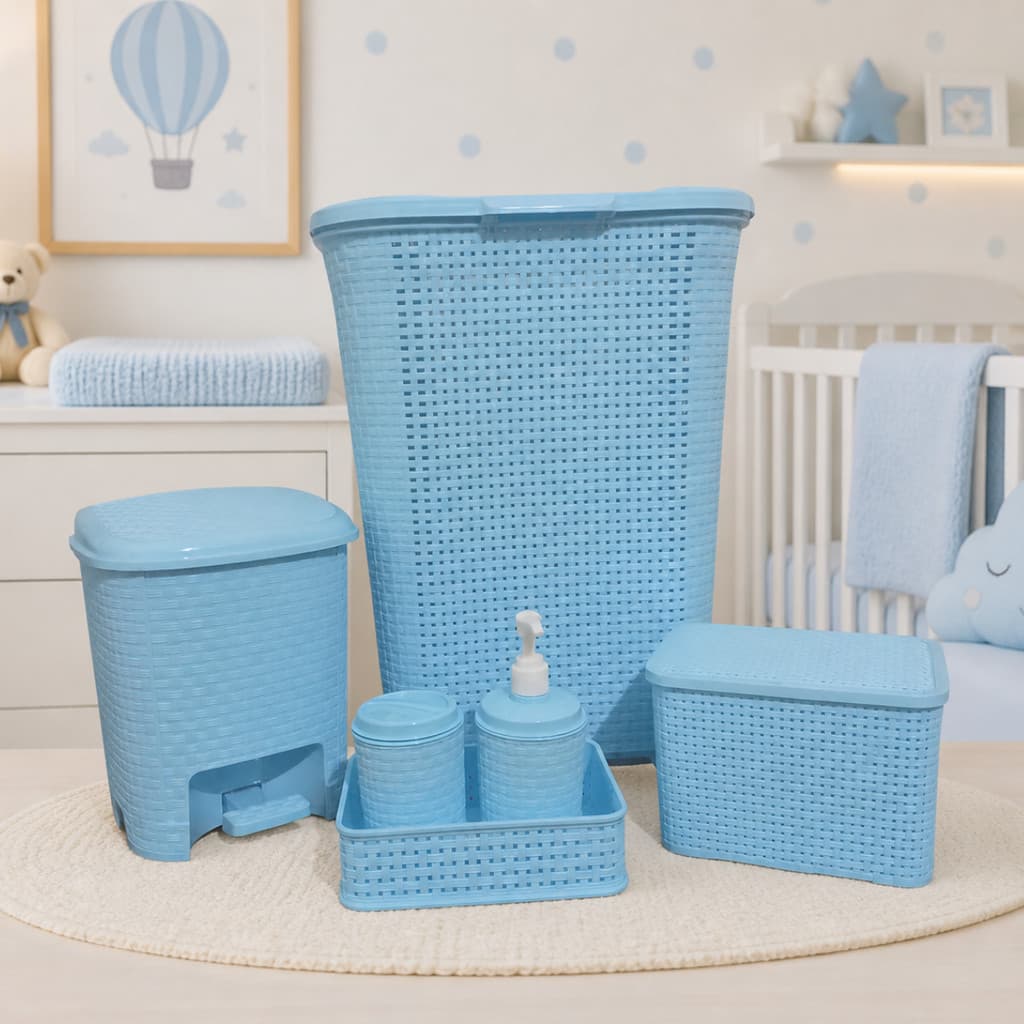 Kit Quarto de Bebê Menino 4 peças Azul Monte Libano