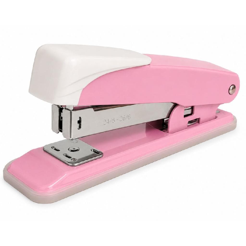 Grampeador de Mesa Tilibra G106 Rosa e Branco 20 Folhas Resistente Compatível 24/6 e 26/6 Escritório Escola