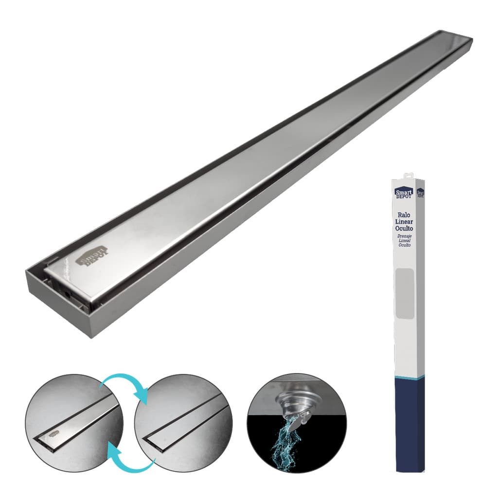 Ralo Oculto Linear SLIM CROMADO 70x5.5 cm S/Borda Smart Depot