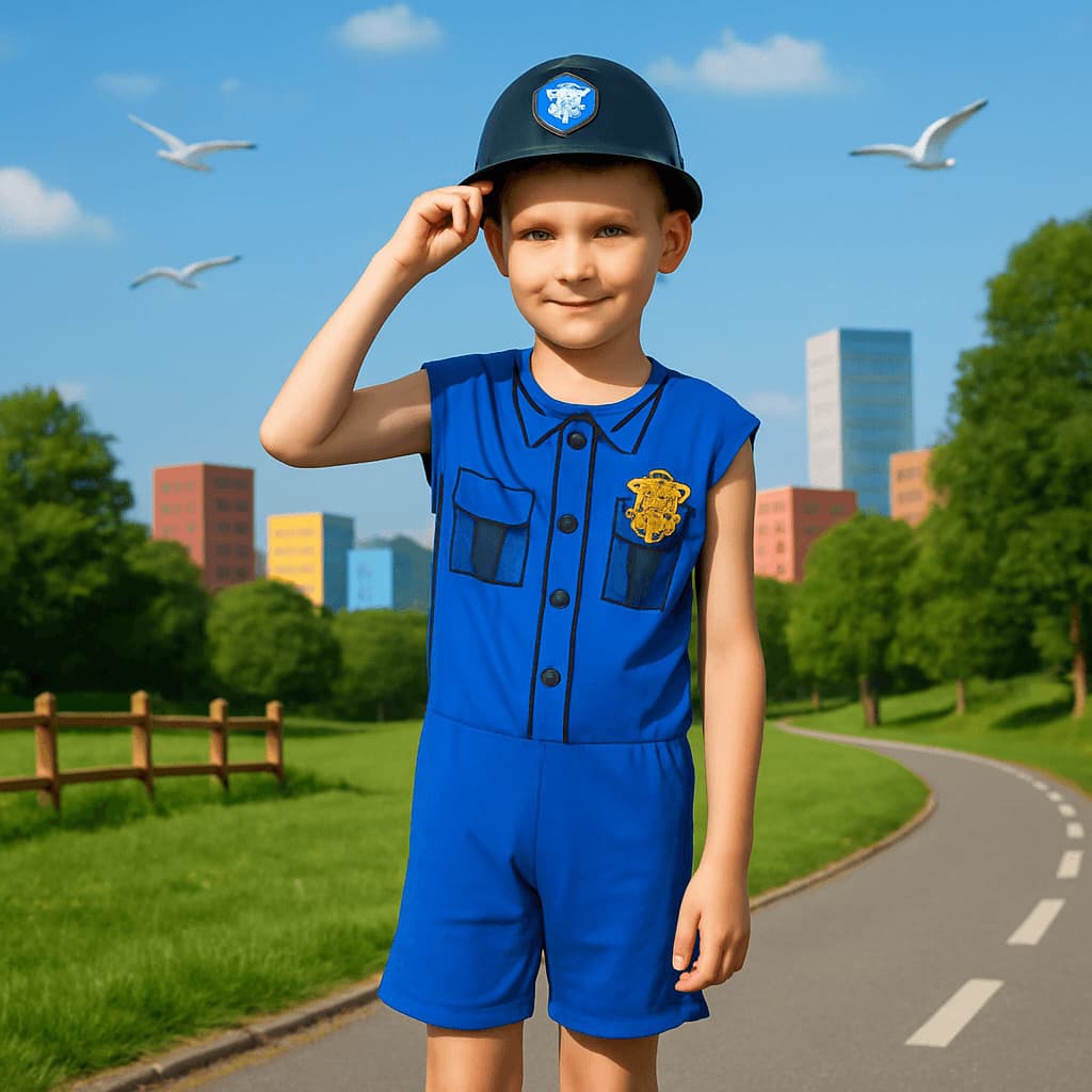 Fantasia infantil policial capacete infantil carnaval escola festa menino