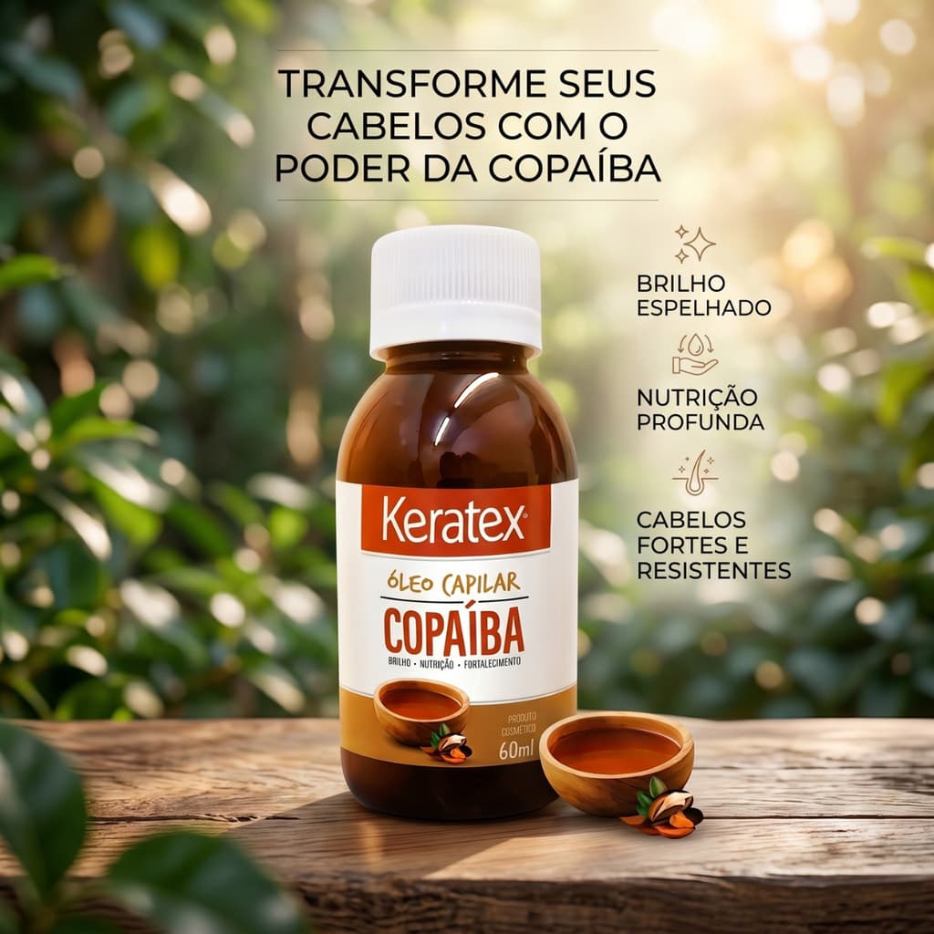 Óleo Capilar de Copaiba Keratex 60ml Nutritivo e Fortalecedor