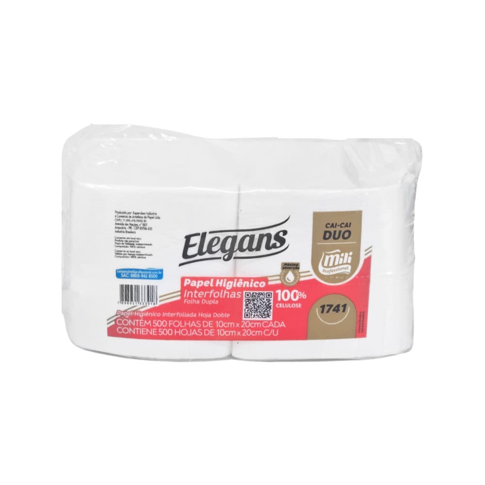 Papel Higiênico Interfolhas Cai Cai 10x20cm 1741 Mili 500FLS