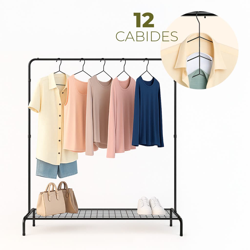 Kit 12 Cabide Arara Cabideiro Roupa Chão Aço Sapateira 25kg