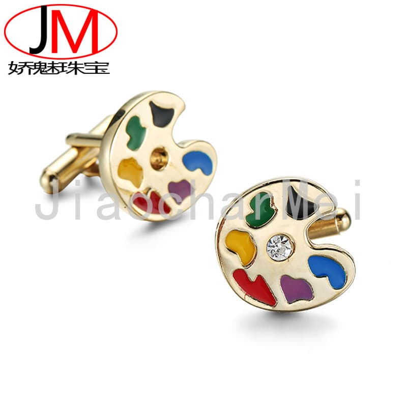 JM Jóias Galvanoplastia Abotoaduras de Ouro 18K de Alta Qualidade Esmalte Cristal Camisa Francesa Punhos Abotoaduras